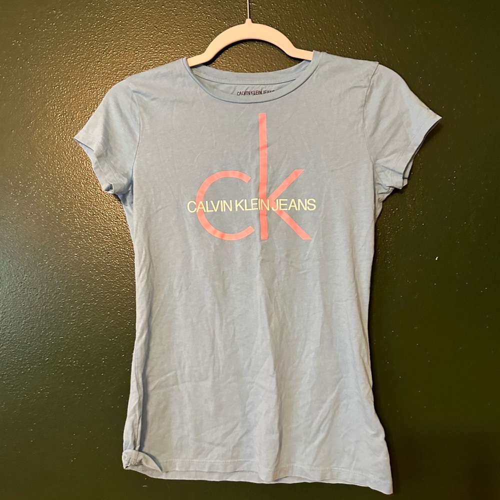 Light blue and pink Calvin Klein t shirt